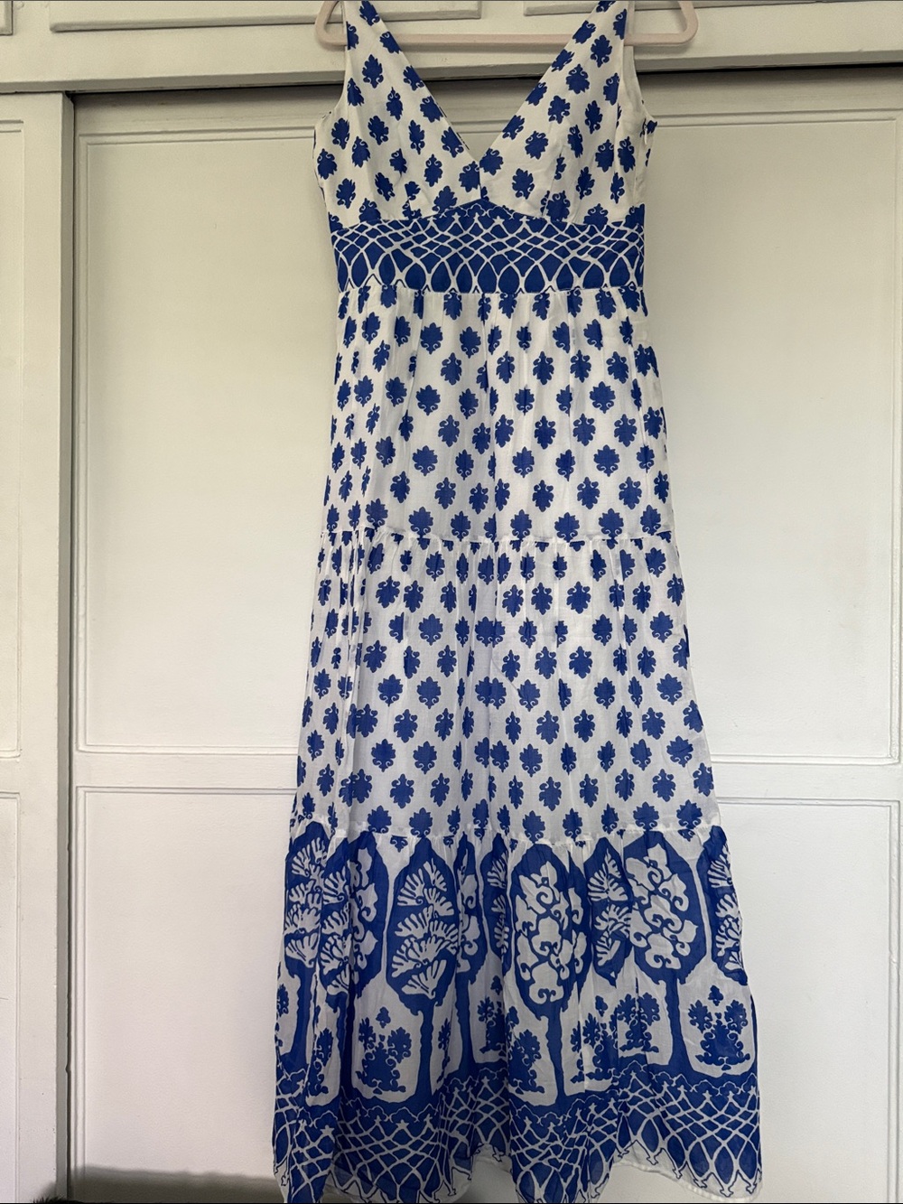 J. Crew Santorini Blue and White Printed Maxi Dress